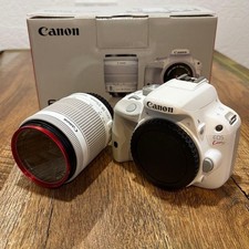 Canon EOS Kiss X7 White Camera with Zoom Lens Accessories Rare Find