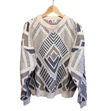 VTG Men's XL Geometric Aztec Diamond Knit Sweater Pullover 90s Grandpacore USA