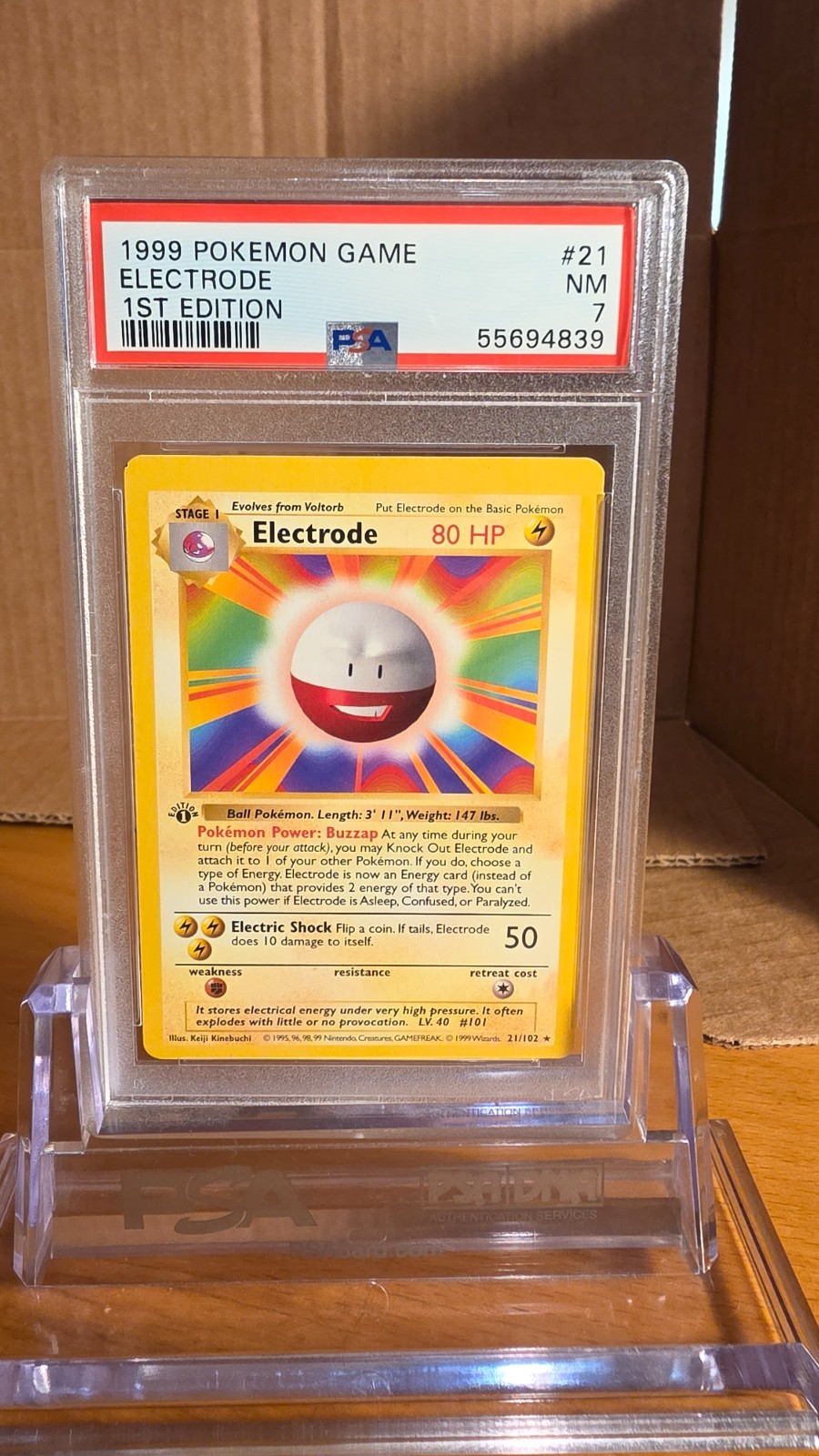 1999 Pokemon Game 1st Edition Electrode #21 PSA 7 NM