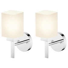Vanity Lighting Fixtures Polished Chrome Bathroom Lights with White Frosted G...