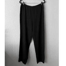 Citron Santa Monica Women's Textured 100% Silk Pants Elastic Waist Lightweight M