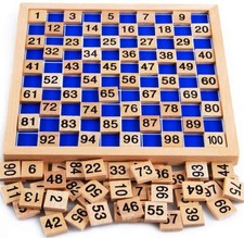 CICITOYWO Wooden Hundred Board Montessori Math 8.46 x x 0.6 inches, Blue