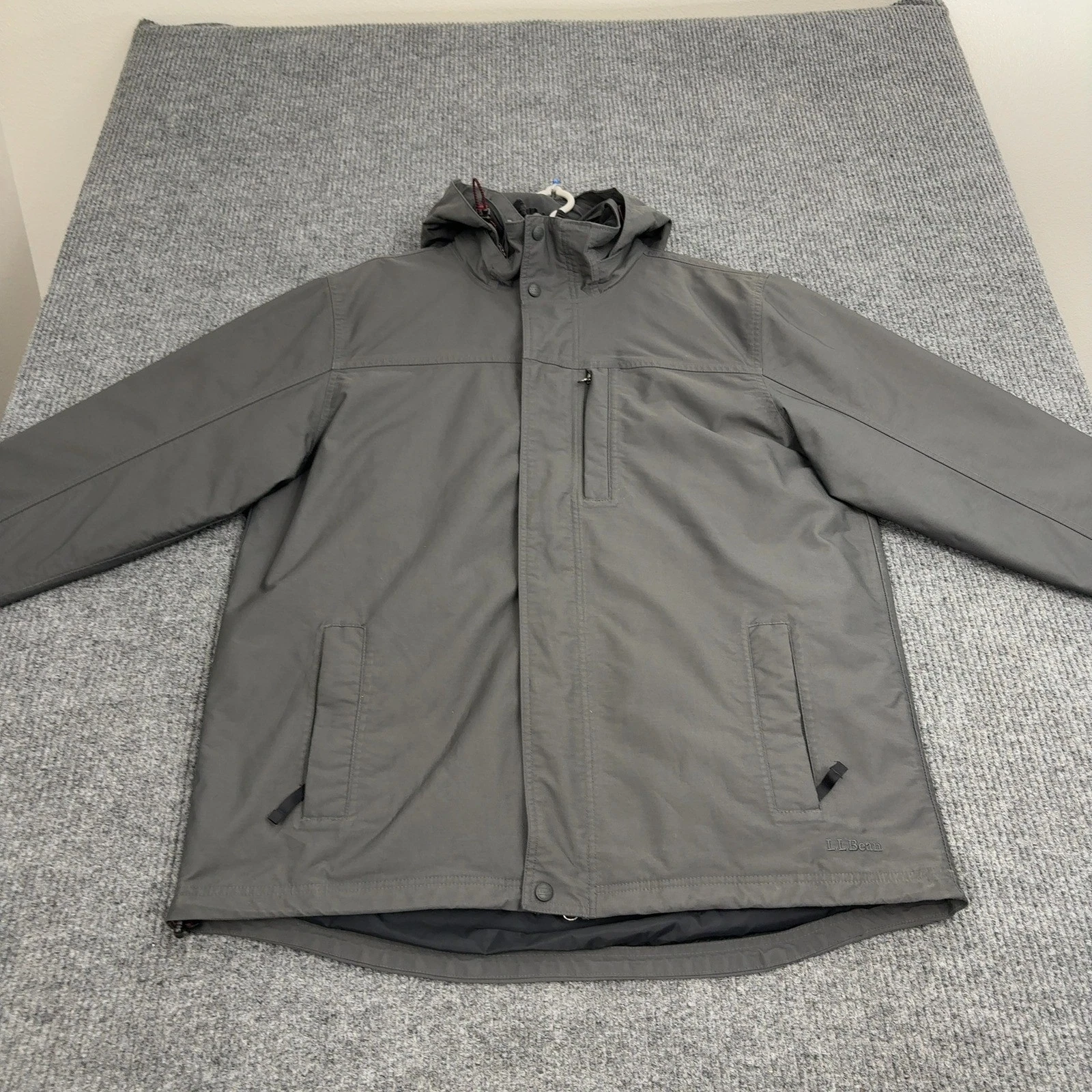L.L. Bean Jacket Mens XL Tall Gray Nylon Insulated Hooded Outdoor Gorpcore Snow