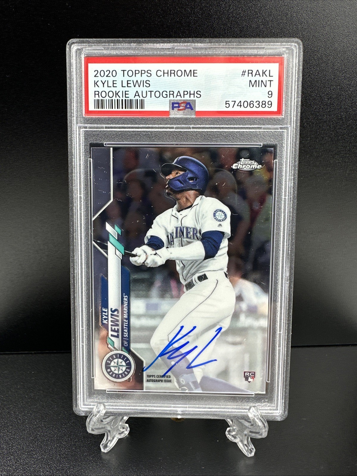 2020 Topps Chrome Rookie AUTOGRAPH - KYLE LEWIS RC Auto Baseball Card PSA 9 MINT
