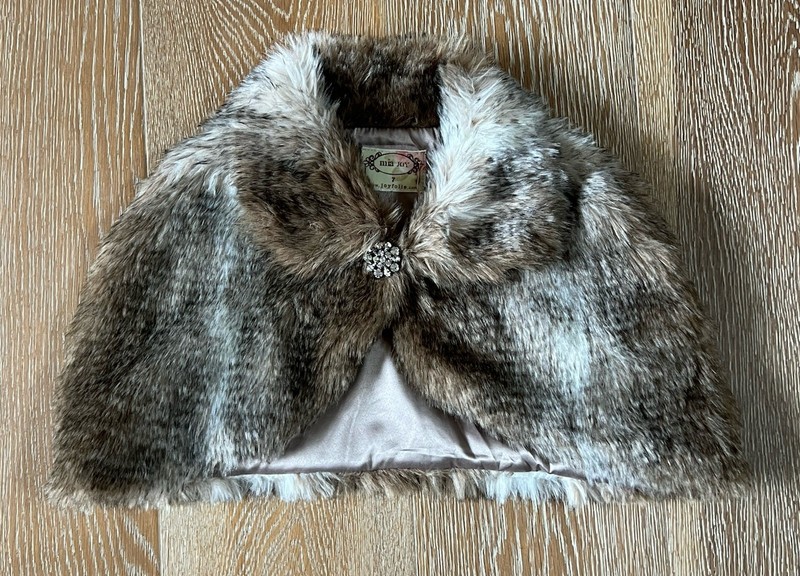 Mia Joy/Joyfolie Girls Helena Faux Fur Caplet In Btown Size 7 NWT