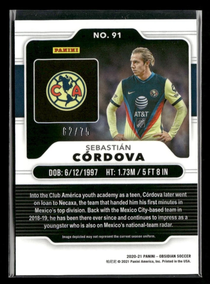 2020-21 Panini Obsidian #91 Sebastian Cordova Purple #/75 - Image 2 of 2