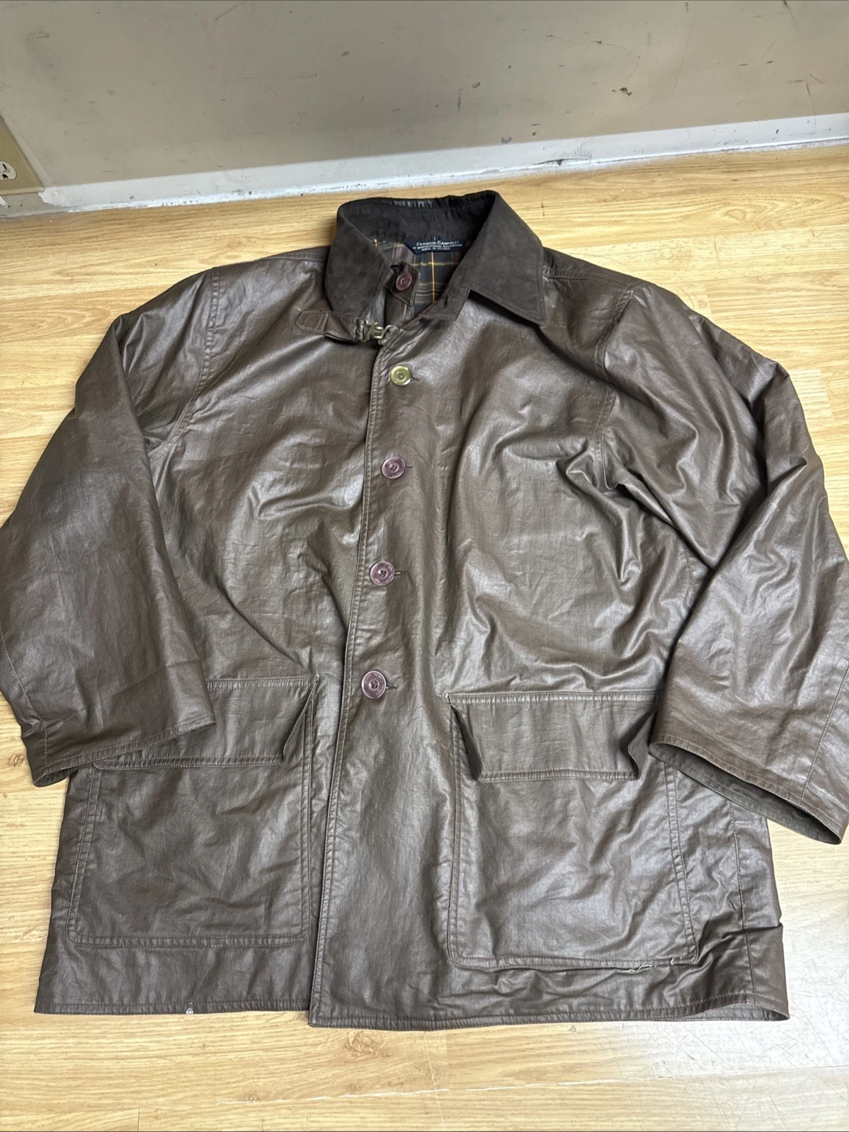 Francis Campelli By Mackintosh Brown Rubberized Rain Jacket Men's Large - product detail image 1