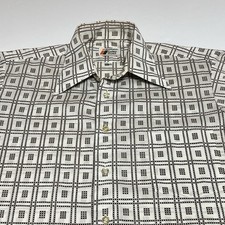 Vintage Manhattan Fashion Stretch Button Shirt Mens 15.5-33 Mod Disco