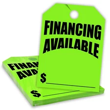 Versa-Tags Car Mirror Hang Tags - 8.5" x 11.5", Slogan-Financing Available, P...