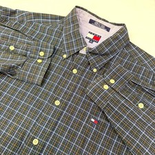 Tommy Hilfiger Men's Plaid Button Down Shirt XL Green Blue Casual Long Sleeve
