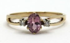 14K YELLOW GOLD LIGHT AMETHYST GEMSTONE SOLITAIRE W/ACCENTS RING SIZE 6.5