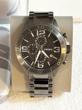 Reloj Fossil negro/acero inoxidable oscuro, para hombre