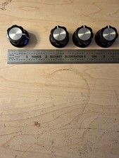 Lot of 4 Pcs Black Silver Rotary Knobs . Shaft Potentiometer