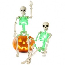 16" Light Up Posable Skeleton Halloween Decorations 2 Pack Skeleton Figurines