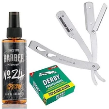 The Shave Factory Straight Edge Razor Kit (Matte/Barber No24 50ml Cologne / 100