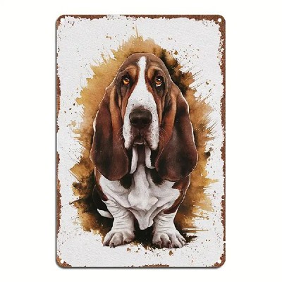 Blechschild Basset Hound Hund Vintage Metallschild TEL2726