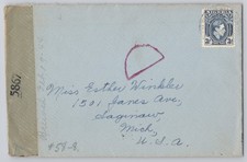 Lagos, Nigeria, Censored Airmail to Saginaw, Michigan, 3d King George VI — 1943