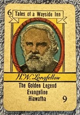 Vtg 1935 AUTHORS by RUSSELL CARD GAME Replacement Card 6 H W Longfellow
