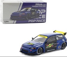 Pop Race 1:64 Honda Civic EG6 Pandem Blue Sunoco Diecast Model Car PR640365