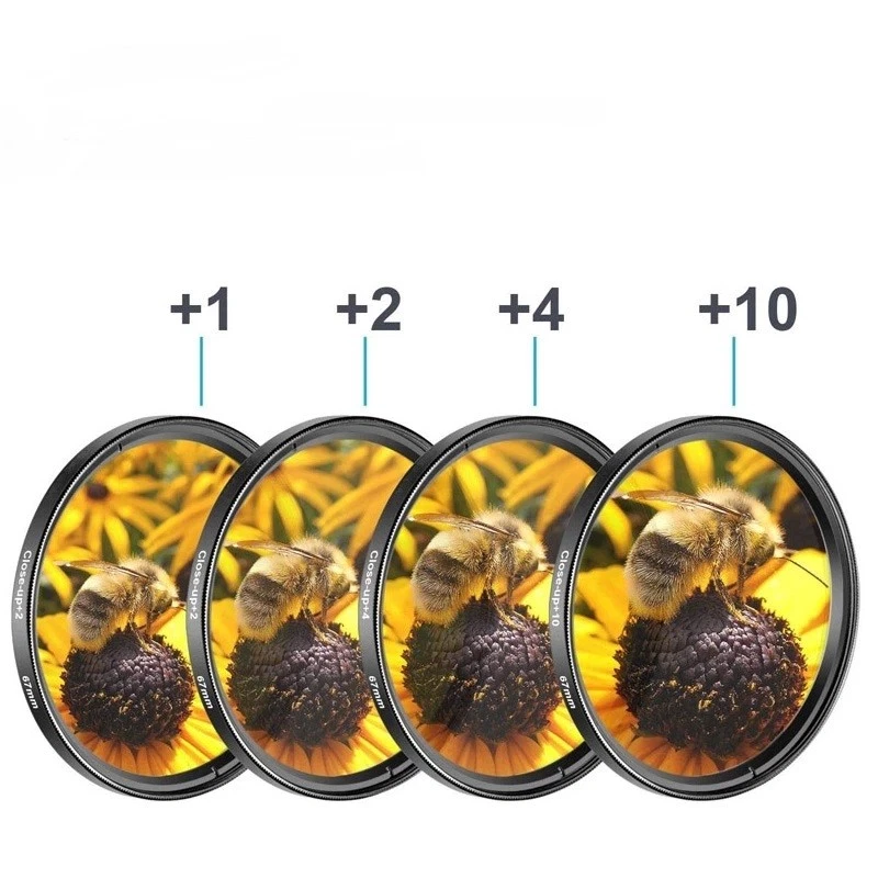 49/52/55/58/62/67/72/77mm +1+2+4+10 Close Up Macro Lens Aluminum Filter Kit - Image 2 of 4