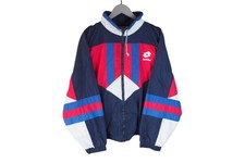 Vintage LOTTO Track Jacket Full Zip Size XL Oversized sport windbreaker blue 90s