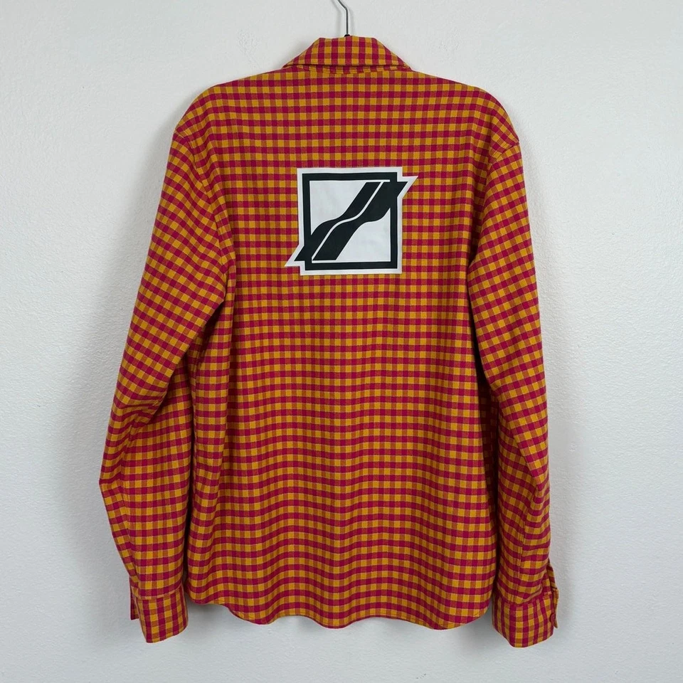 Camisa unissex de algodão flanela botão estampa logotipo xadrez WE11DONE NOVA SEM ETIQUETAS média - Imagem 2 de 4