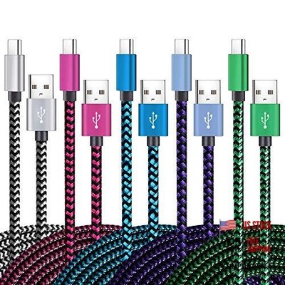  USB Type C Cable Fast Charging, Tpc001 5 Pack(6Ft 3A) Braided C Charger 