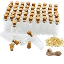 100 Pcs 2ml Mini Glass Bottles with Cork Stoppers, 20 Meters Twines, Tiny Jar...