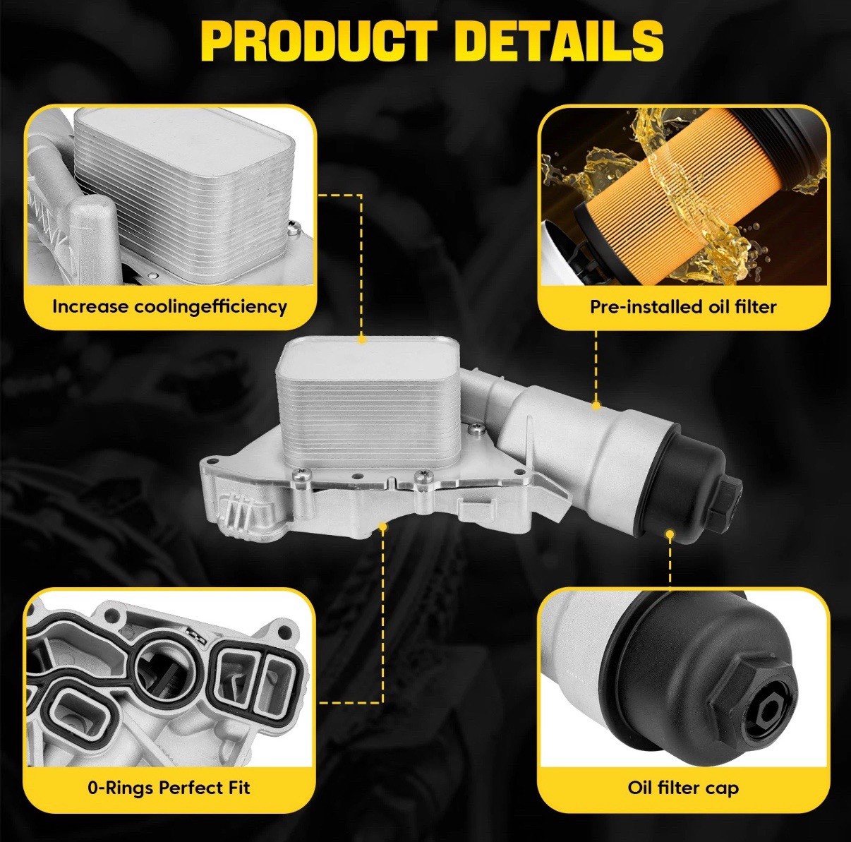 Aluminum Oil Cooler Filter Housing for Mini Cooper BMW i8 2014-2020 11428585235