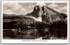 1939 RPPC Emerald Lake & Mt Burgess Canadian Rockies BC Postcard AA536