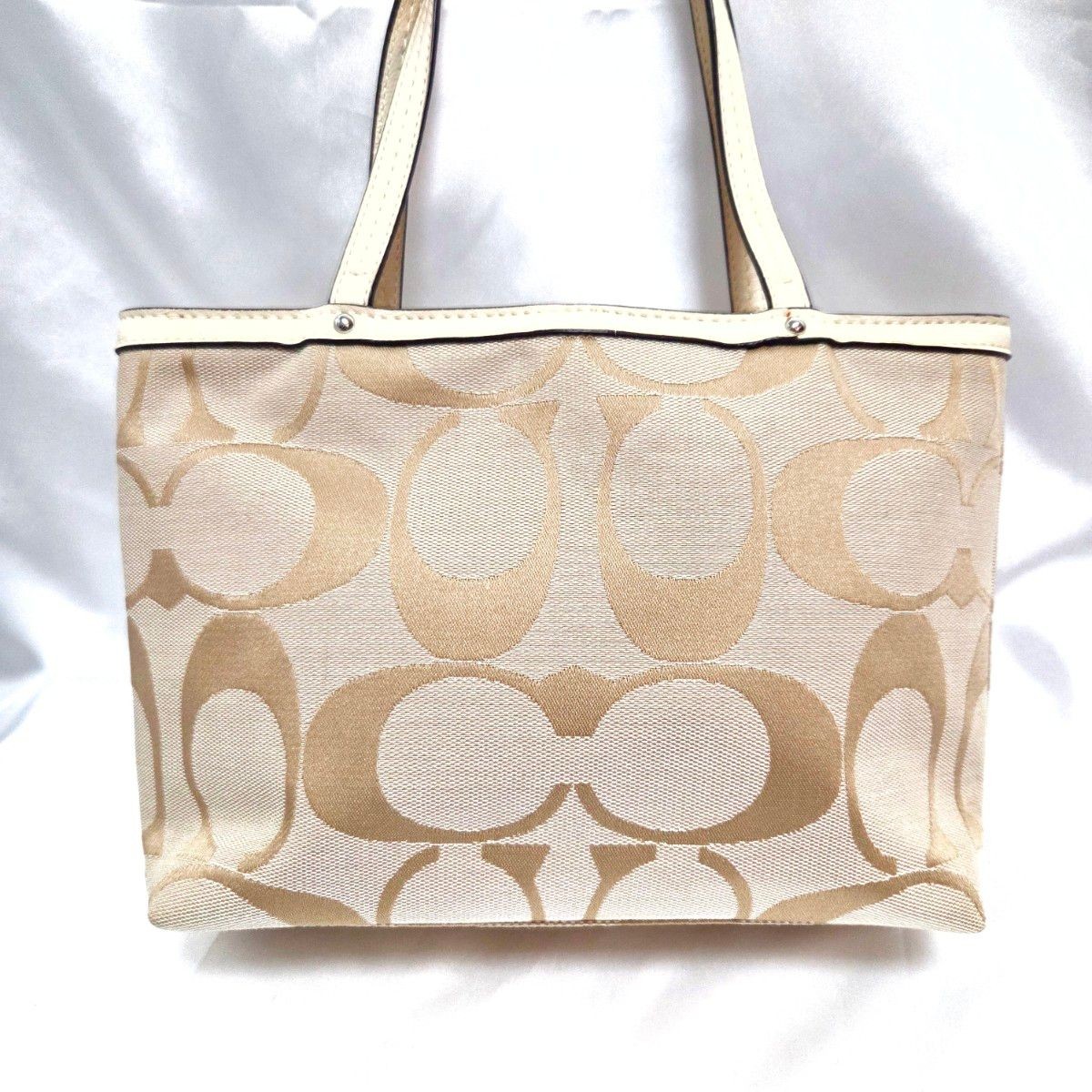 COACH Handbag Tote Bag Signature Canvas Beige 11a thumbnail 3