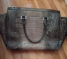 Michael Kors Selma Brown Croc Stamped Leather...