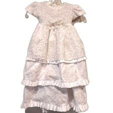 Girls white flower girl dress wedding baptism christening Convertible 2-3 tiers