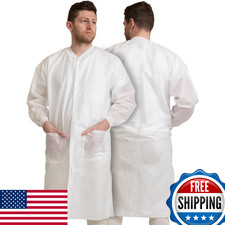 Medical Nation 10 Disposable White Lab Coats - Knee Length for Men  Women