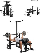 7-in-1 Adjustable Weight Bench with Squat Rack,Lat Pulldown  Leg Extension Home