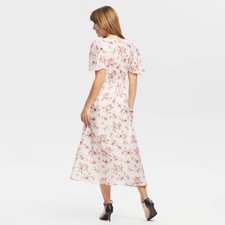 Women Flutter Short Sleeve Midi Dress - A New Day Light Pink