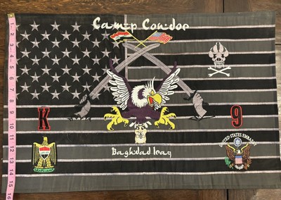 US Embassy K9  Camp Condor Embroidered One-Sided Banner From Iraq ~ 16 x25  New