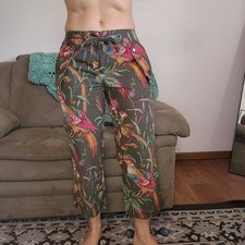 Tommy Hilfiger Pants Womens 8 Leaves Tropical Jungle Birds 100 Cotton Cropped