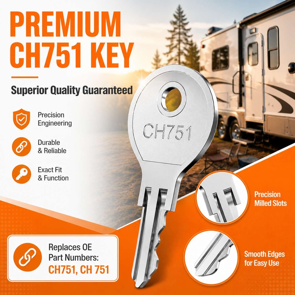 5 Pack CH751 RV Keys with Key Rings for Camper Cabinet Push Lock ...