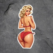 Pinup girl sticker vinyl decal busty cheeky high waisted sexy blonde seductive 7