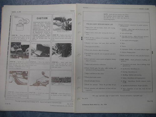 1973 1974 1975 CL360 73 74 75 CL 360 HONDA OEM DEALER ASSEMBLY SET UP MANUAL - Picture 3 of 3