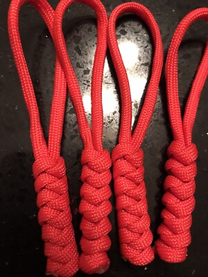 Paracord Zip Pull hellrot (4er-Pack) Koffer Rucksack Tasche hergestellt in UK UK VERKÄUFER