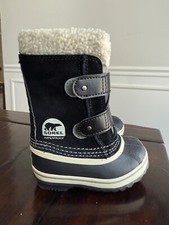 SOREL Unisex Little Kids Black Yoot Pac School Sherpa Trim Snow Boots Size 8