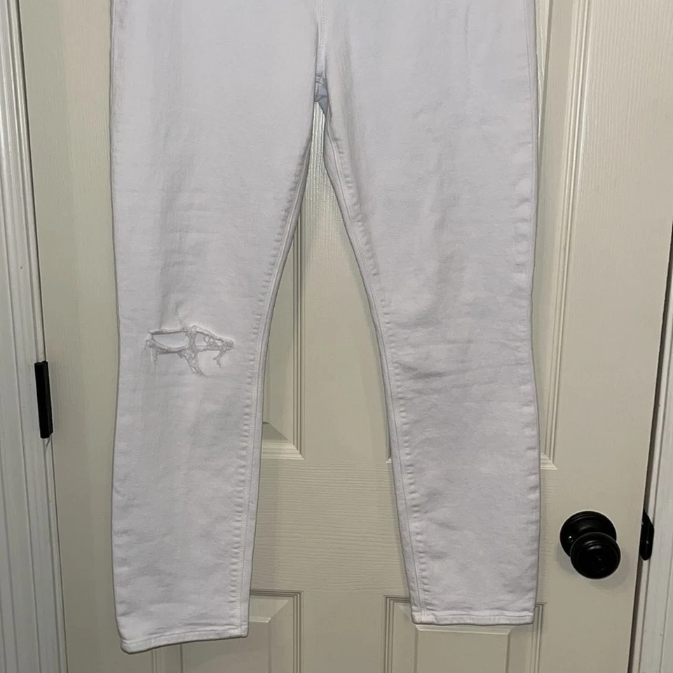 Pantalones de mezclilla Hudson Holly blancos tiro alto ajustados desgastados talla 29 playa primavera nuevos con etiquetas Foto 3 de 4