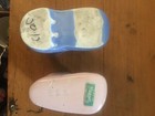 Vintage Lot 2 Pottery Ceramic Baby Shoe Planters Blue,Pink 1 Haeger 1 No marking — photo 5