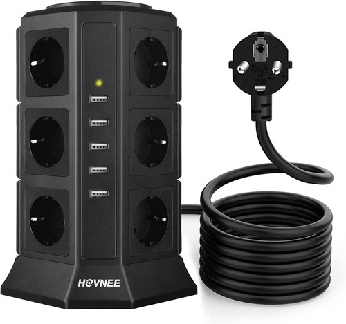 Multipresa Verticale Con 12 Prese 2500W 10A+5 USB Ciabatta x SmartPhone, Tablet - Foto 4 di 6
