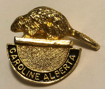 Caroline Alberta Beaver High Relief Embossed Metal Pin Pinback-VG-FREE SHIPPING