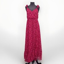 Madewell Midi Dress Women 4 Red Floral Faux Wrap Ruffle Strap Fit and Flare 