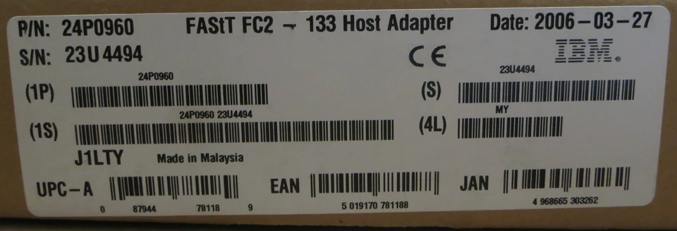 New IBM 24P0960 2GB FAStT FC2-133 Low Profile Fibre Channel Host Bus Adapter - Image 3 of 3
