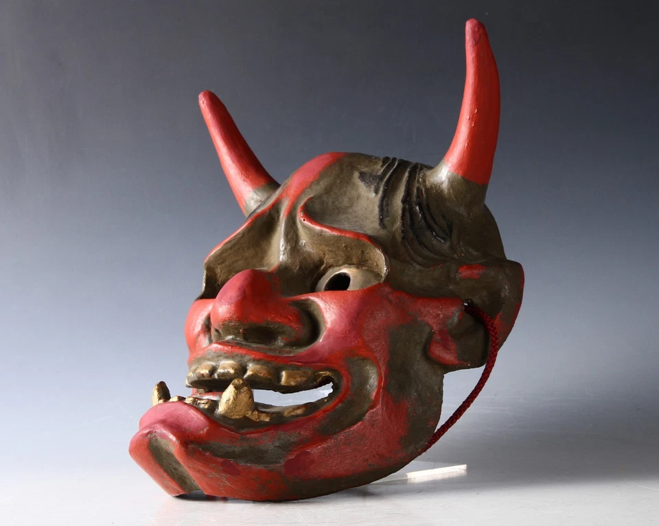 Old Vintage Japanese Red Power Noh Mask -Han nya- Paper Clay Nice Product - Image 2 of 4